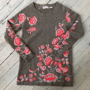 Anthropologie Embroidered Sweater
